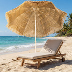 6FT Tiki Umbrella with 8 Ribs and Carry Bag, Khaki