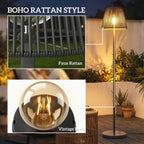 Outdoor Solar Floor Lamp with Light Sensor, Adjustable Height, Black