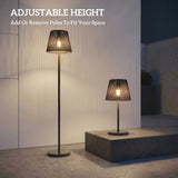Outdoor Solar Floor Lamp with Light Sensor, Adjustable Height, Black