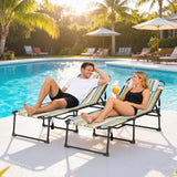 2-Piece Folding Chaise Lounge with Face Hole, Rainbow Striped
