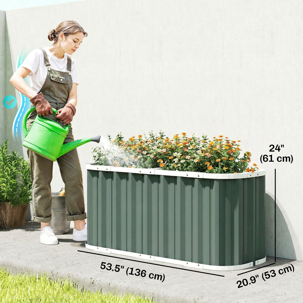 5' x 2' x 2' Galvanized Raised Garden Bed with Gloves, Light Green