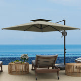 8' x 9' Square Cantilever Patio Umbrella with Fillable Base, Light Grey