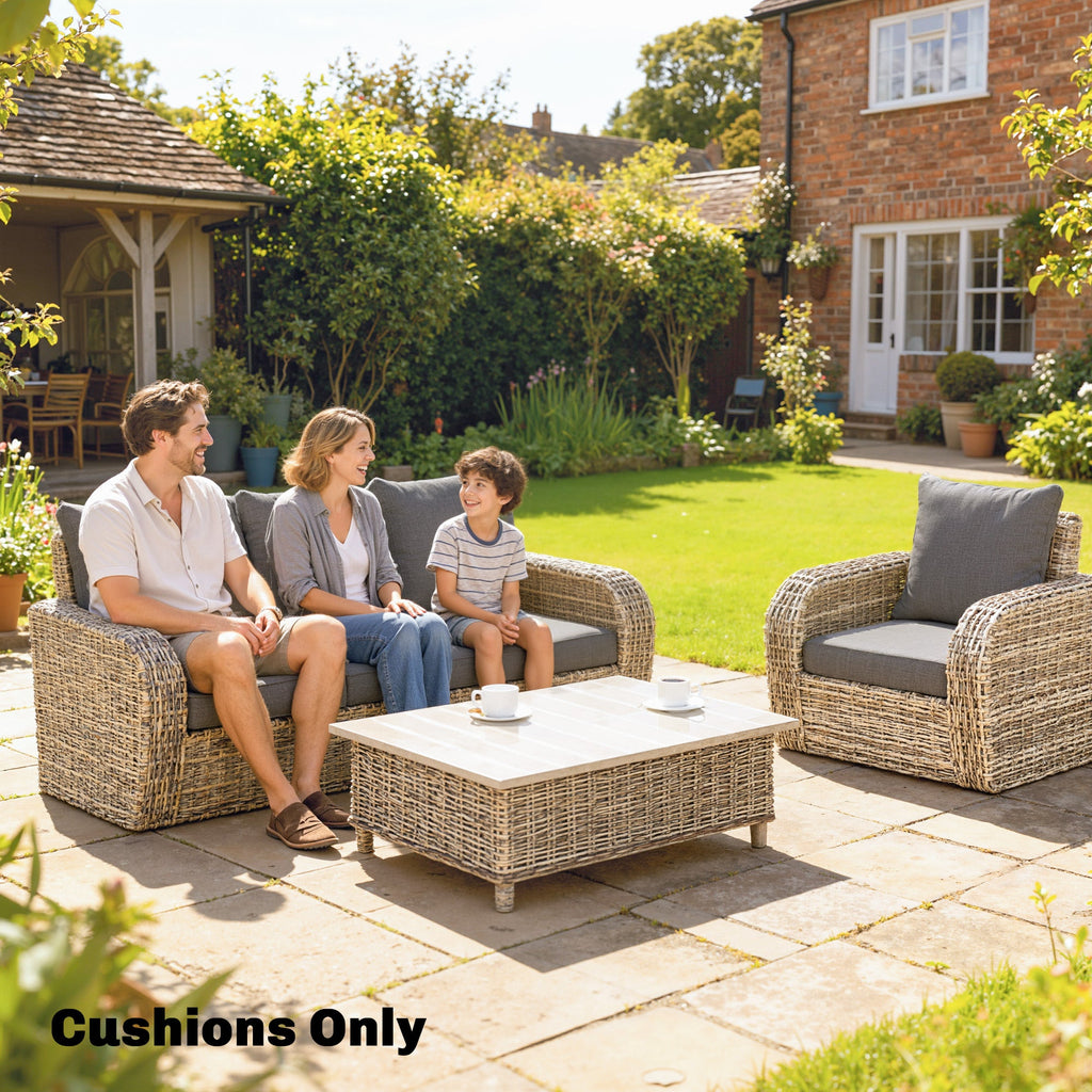Set of 4 Outdoor Chair Cushions, 24" x 24", Grey