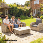 Set of 4 Outdoor Chair Cushions, 24" x 24", Grey
