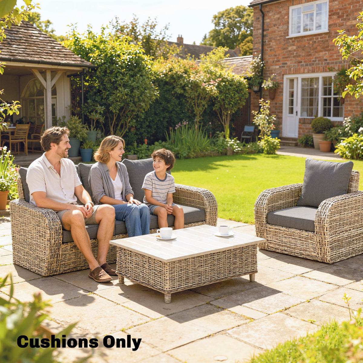 Set of 4 Outdoor Chair Cushions, 24" x 24", Grey