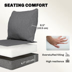 Set of 4 Outdoor Chair Cushions, 24" x 24", Grey
