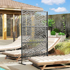 78" x 48" Metal Outdoor Privacy Screen, Willow Branch Design, Black