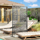 78" x 48" Metal Outdoor Privacy Screen, Willow Branch Design, Black