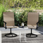 2-Piece Outdoor Patio Swivel Chairs, Brown