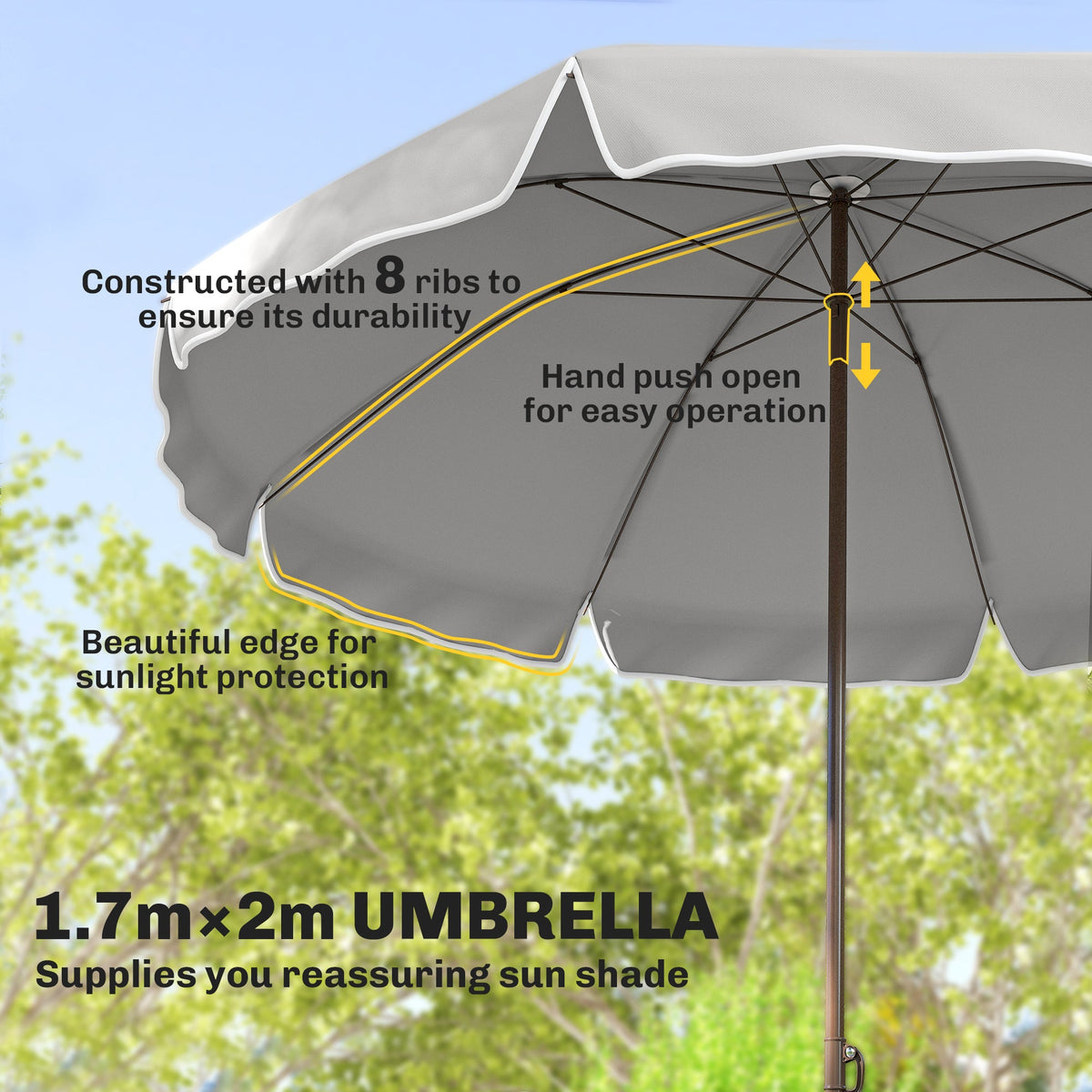 6 Piece Garden Dining Set with Umbrella and Folding Chairs, Dark Grey