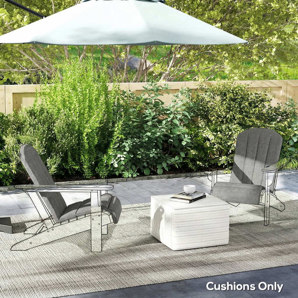 2-Piece Adirondack Chair Cushion Set with Ties, Outdoor Seat Cushions Dark Grey