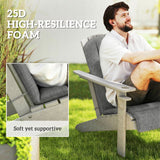 2-Piece Adirondack Chair Cushion Set with Ties, Outdoor Seat Cushions Dark Grey
