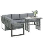 4 Piece Rattan Garden Furniture Set with 3 Loveseats, Grey