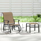 2-Piece Outdoor Glider Chair with Ottoman and All-Weather Breathable Mesh, Tan