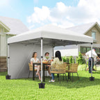 10' x 10' Pop Up Canopy Tent with Sidewalls and Roller Bag, White