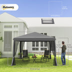 10' x 10' Pop Up Canopy Tent with Mesh Sidewalls and Carry Bag, Light Grey