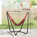 Fabric Patio Hammock with Steel Stand, Free-Standing Lounge Bed, Multi-Colored