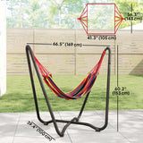 Fabric Patio Hammock with Steel Stand, Free-Standing Lounge Bed, Multi-Colored