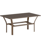 Outdoor Metal Coffee Table with Slatted Top, Brown
