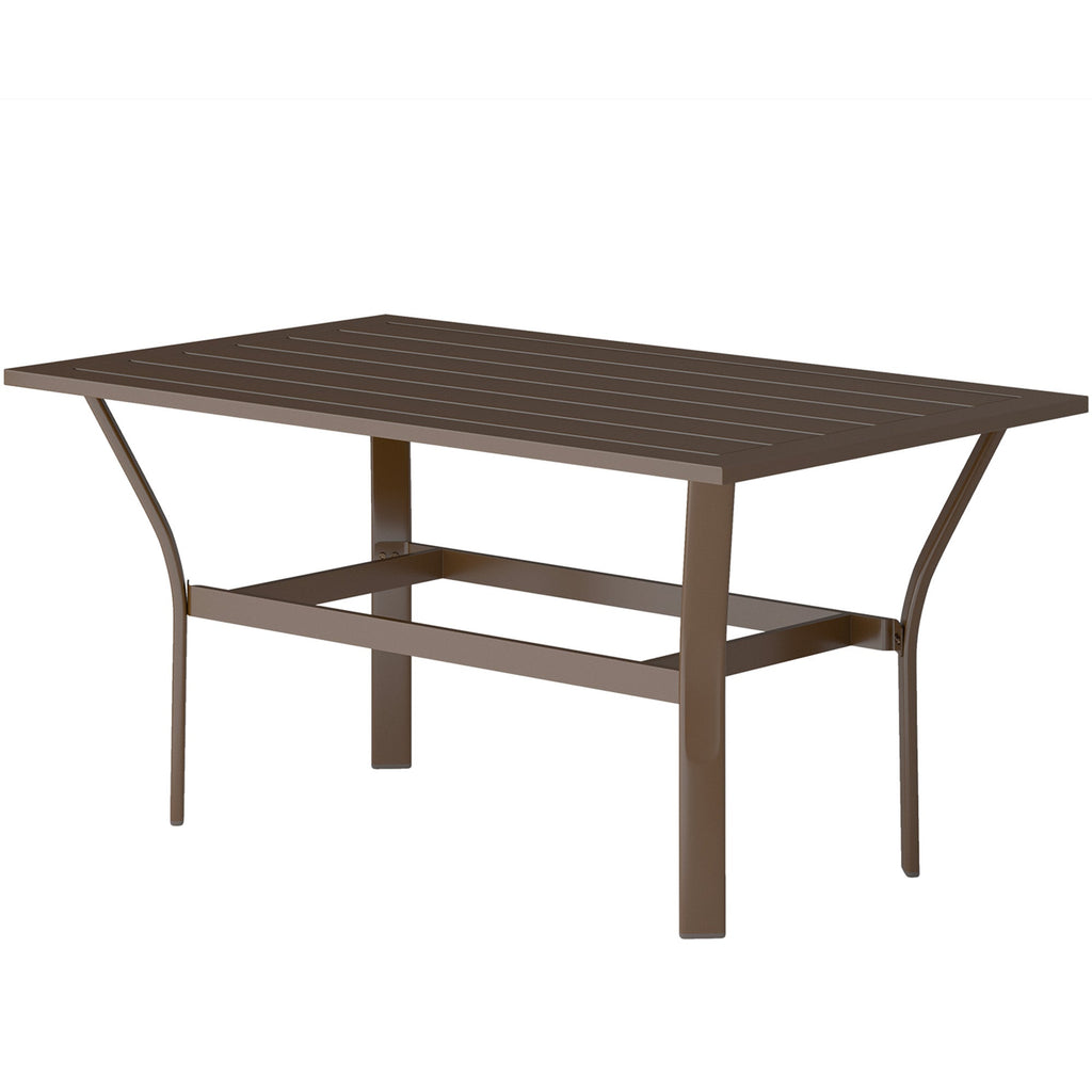 Outdoor Metal Coffee Table with Slatted Top, Brown