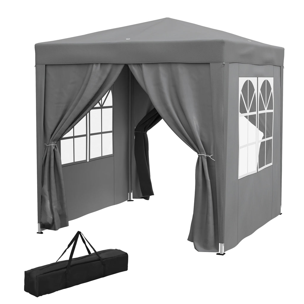 6.6' x 6.6' Pop-Up Canopy Tent with Removable Sidewalls and Carry Bag, Grey