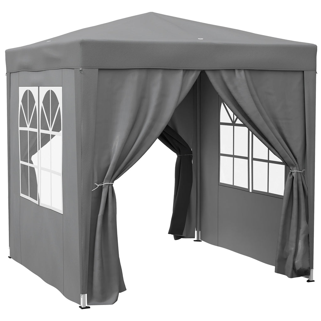 6.6' x 6.6' Pop-Up Canopy Tent with Removable Sidewalls and Carry Bag, Grey
