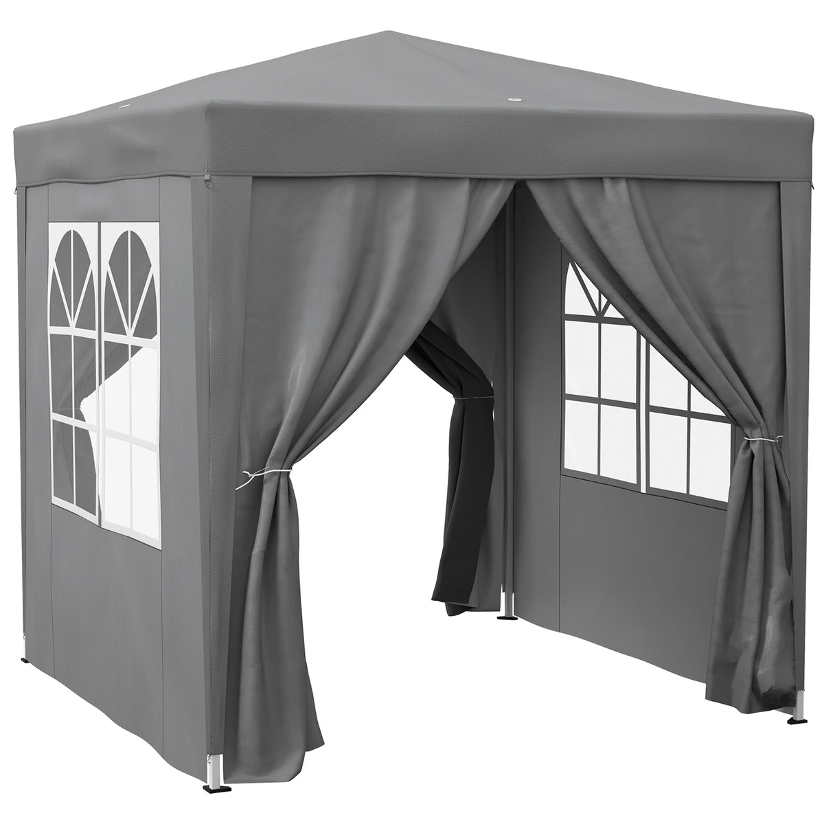 6.6' x 6.6' Pop-Up Canopy Tent with Removable Sidewalls and Carry Bag, Grey