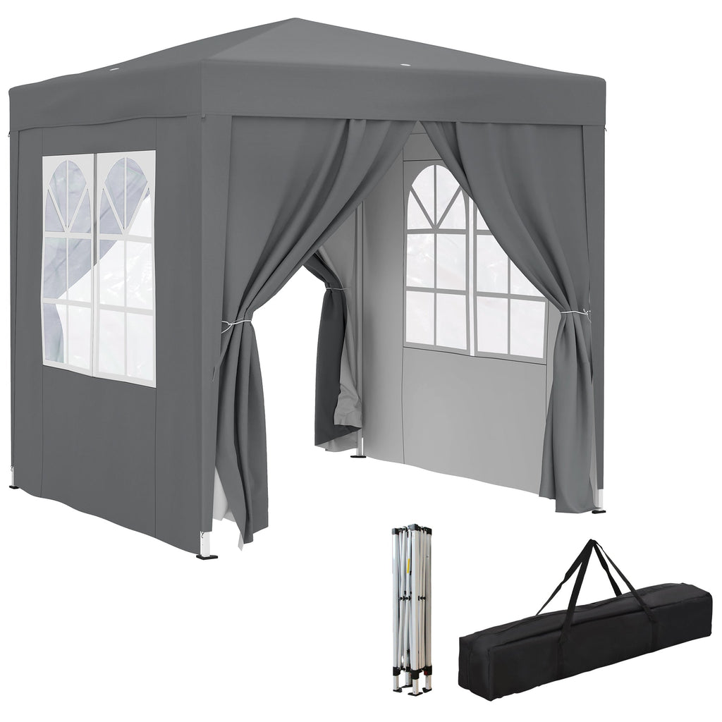 6.6' x 6.6' Pop-Up Canopy Tent with Removable Sidewalls and Carry Bag, Grey