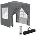 6.6' x 6.6' Pop-Up Canopy Tent with Removable Sidewalls and Carry Bag, Grey