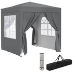 6.6' x 6.6' Pop-Up Canopy Tent with Removable Sidewalls and Carry Bag, Grey