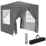 6.6' x 6.6' Pop-Up Canopy Tent with Removable Sidewalls and Carry Bag, Grey
