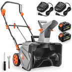 40V 18" Cordless Snow Blower, Brushless 1400W Motor, PU Auger, 2x4Ah Batteries