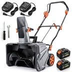 40V 18" Cordless Snow Blower, Brushless 1400W Motor, PU Auger, 2x4Ah Batteries