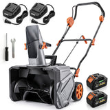 40V 18" Cordless Snow Blower, Brushless 1400W Motor, PU Auger, 2x4Ah Batteries