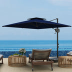 8' x 9' Square Cantilever Patio Umbrella with Fillable Base, Dark Blue