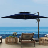 8' x 9' Square Cantilever Patio Umbrella with Fillable Base, Dark Blue
