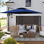 8' x 9' Square Cantilever Patio Umbrella with Fillable Base, Dark Blue