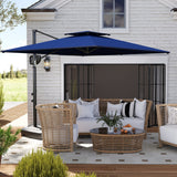 8' x 9' Square Cantilever Patio Umbrella with Fillable Base, Dark Blue