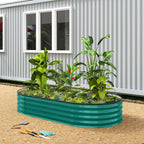 180 x 90 x 30 cm Galvanised Raised Garden Bed with Safety Edging, Light Green