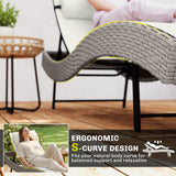 Rattan Sun Lounger with S-Shaped Seat and 5-Position Backrest, Cream White