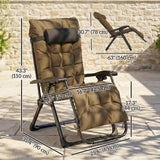 Set of 2 Reclining Zero Gravity Chairs with Cushion, Khaki