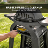 2 Burner Gas Grill with Wheels, Side Tables and Cast Iron Grates, Black