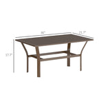 Outdoor Metal Coffee Table with Slatted Top, Brown