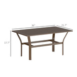 Outdoor Metal Coffee Table with Slatted Top, Brown