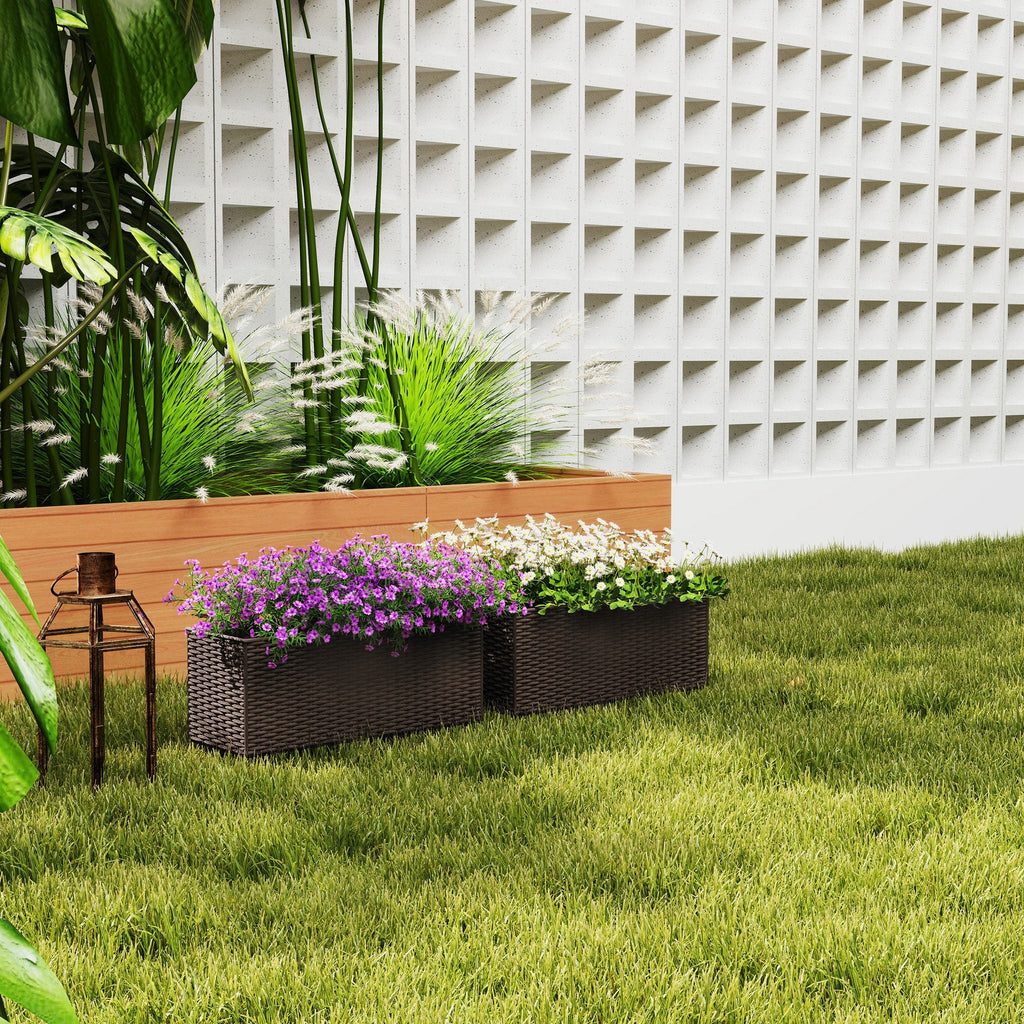 2 Pack 20" Railing Planter Boxes with Hooks and Drainage, Brown