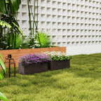 2 Pack 20" Railing Planter Boxes with Hooks and Drainage, Brown