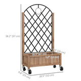 2 Pack Raised Garden Beds with Metal Trellis, Wheels and Drainage, Brown