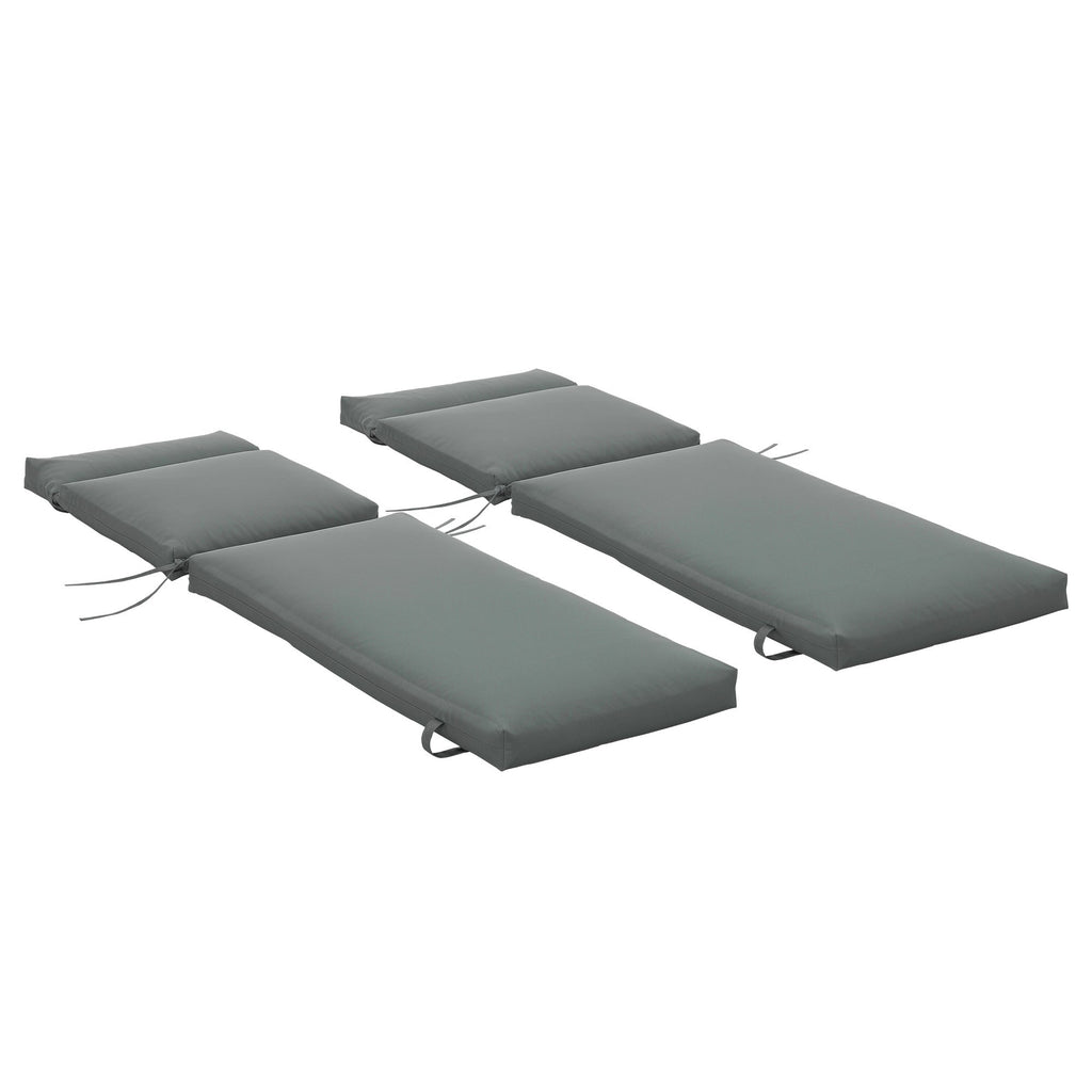 Set of 2 Outdoor Lounge Chair Cushions, 77.2" x 21.7", Dark Grey