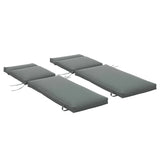 Set of 2 Outdoor Lounge Chair Cushions, 77.2" x 21.7", Dark Grey