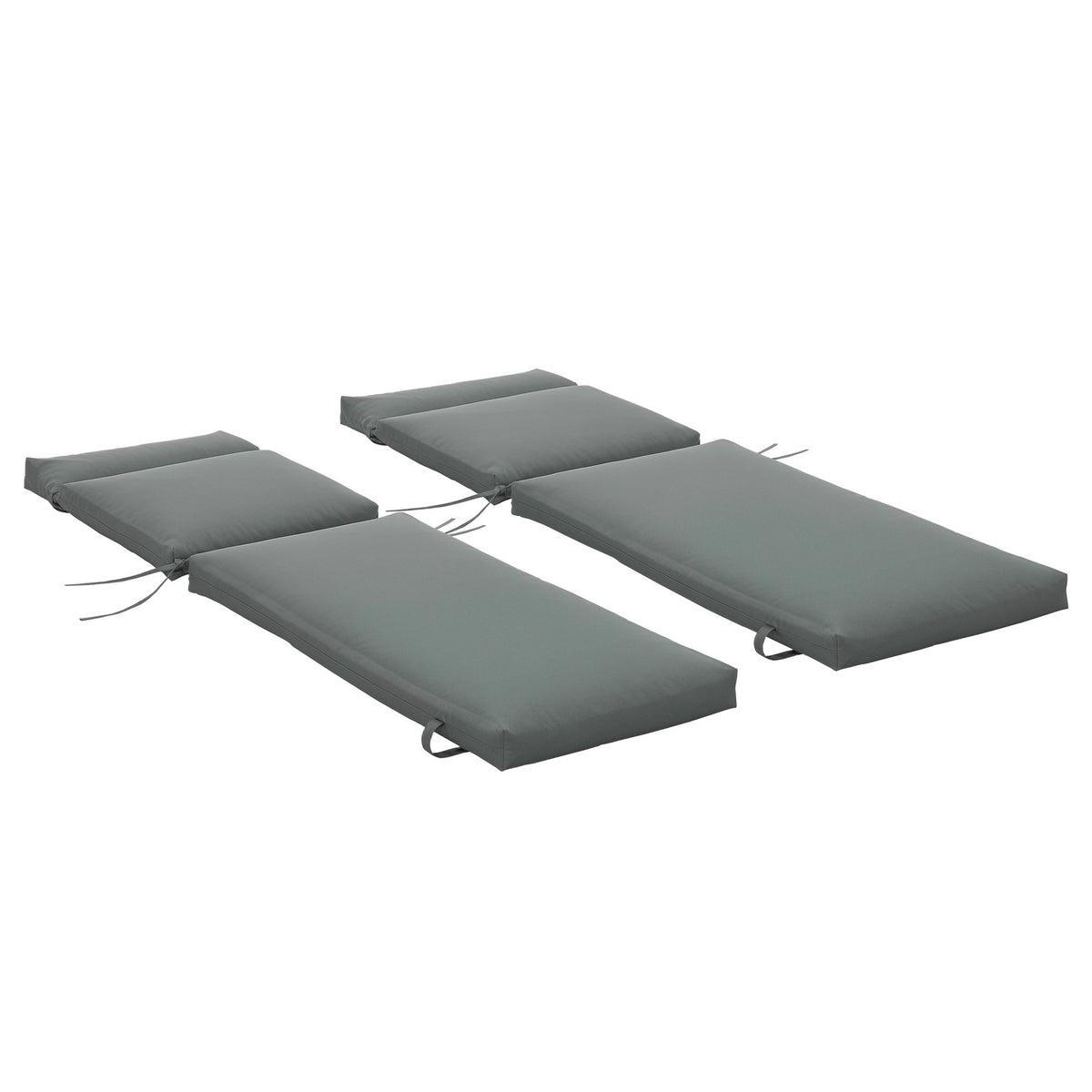Set of 2 Outdoor Lounge Chair Cushions, 77.2" x 21.7", Dark Grey